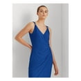 thumbnail image 2 of RALPH LAUREN Womens Navy Ruched Embellished Sleeveless Surplice Neckline Knee Length Cocktail Sheath Dress 2, 2 of 2