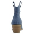thumbnail image 3 of Soda Women Cowgirl Cowboy Western Stitched Ankle Boots Pointy Toe Short Low Stack Booties GESSO-S Blue Denim 6, 3 of 4