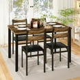 thumbnail image 4 of 4-person dining table set, rustic-style kitchen dining table and chair set, solid wood tabletop with 4 wooden chairs, table and chair set, suitable for kitchens, apartments, and breakfast areas., 4 of 6