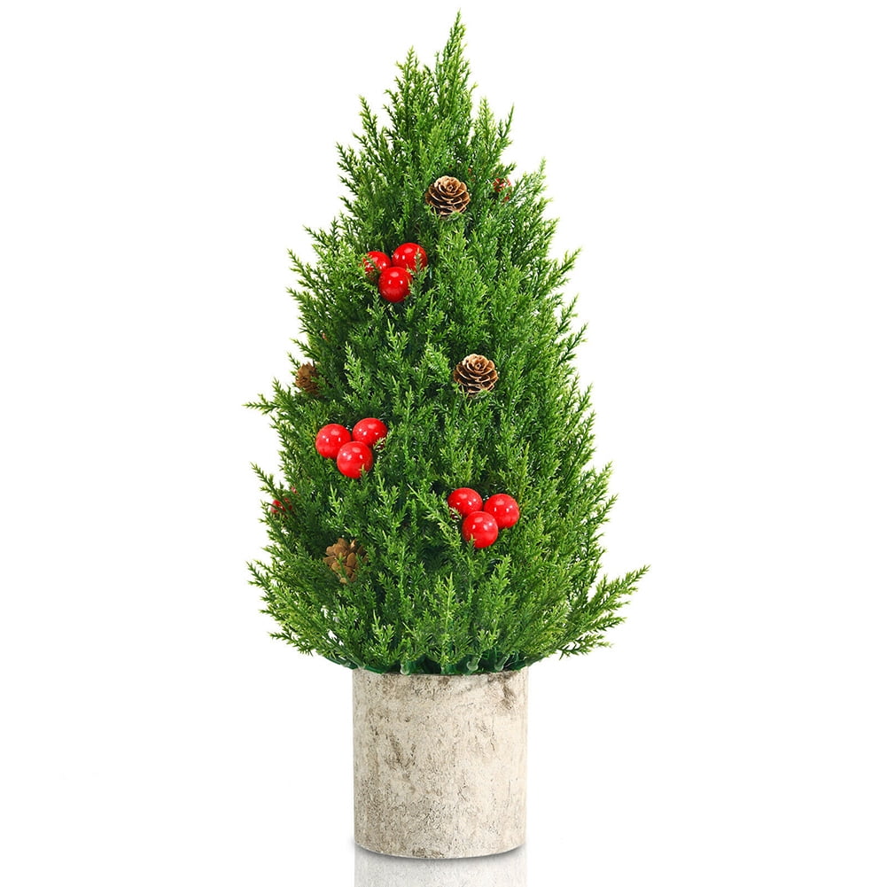 Kepooman 18.5" Tabletop Artificial Mini Christmas Tree | Includes 170 PE Branches & Pulp Stand