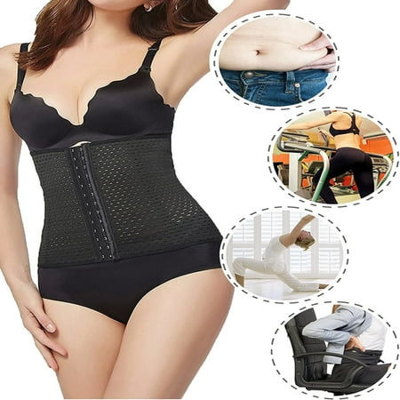 

Women s Waist Trainer Corset for Everyday Wear Tummy Control Body Shaper with Adjustable Hooks Black M