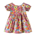 thumbnail image 1 of felwors Robe d'Été pour Filles, Encolure Carrée, Manches Courtes, Taille Croisée, Robe Trapèze Courte Décontractée, 1 of 6