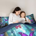 thumbnail image 4 of Homewish Mystic Purple Butterfly Bedding Comforter Set 7pcs for Teens, Dreamy Jungle Animal Queen Bedding Sets, Tree Plant Reversible Queen Sheet Sets, Super Cozy Room Decor, 4 of 7
