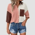 thumbnail image 5 of YDFCWXW Women's Color Block Long Sleeve Button Down Boyfriend Shirt Blouses White, XL, 5 of 6
