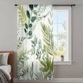 thumbnail image 3 of Green Leaves Sheer Curtains 45 Inches Long, Summer Botanical Farmhouse Watercolor Leaf Light Filering Curtains, Breathable Simi Curtain Privacy Drapes for Kitchen Bathroom Small Window Treatment, 3 of 9