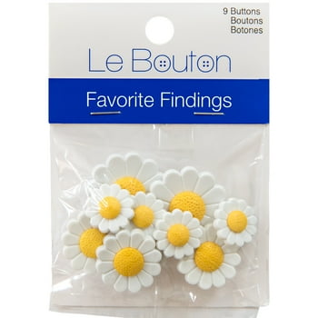 Favorite Findings White Assorted Just Daisies Shank Buttons, 9 Pieces