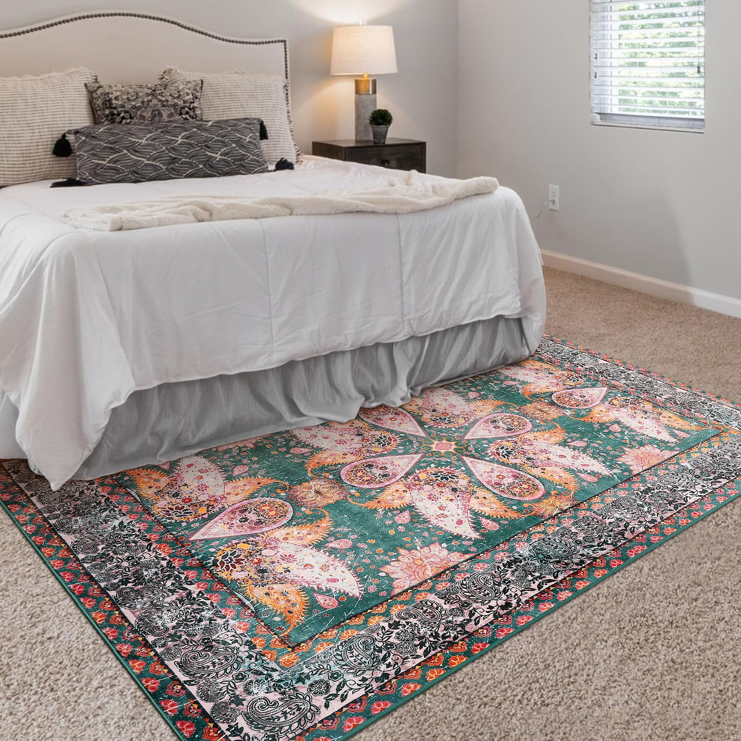 Ultrug Vintage Rugs Soft Accent Area Rug for Bedroom Living Room Home Decor Boho Carpet,4'x6',Green