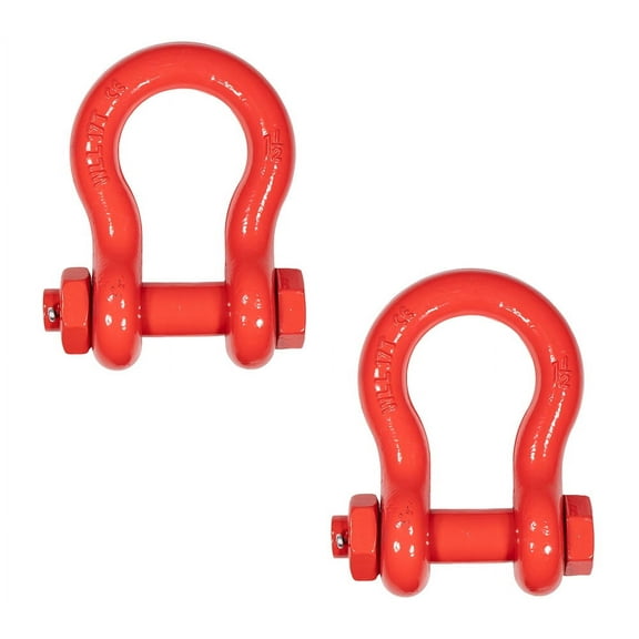 2 Pack 1-1/2" Anchor Shackle Forged Carbon Steel w/ Safety Screw Pin Load Limit 34,000 lbs, Double Rust Protection Heavy Duty D Ring Bolt Type Shackle for Towing, Rigging