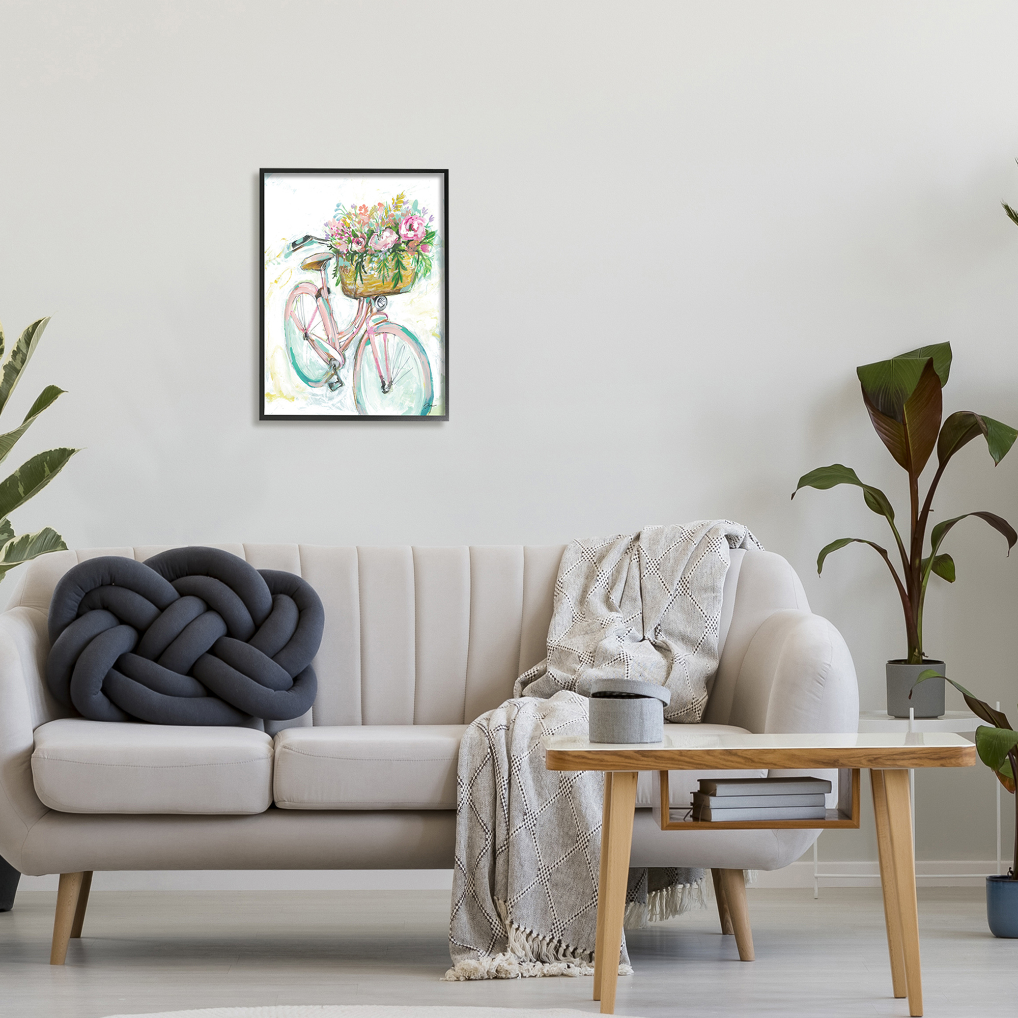 Stupell Industries Parisian Retro Bike Spring Flower Basket Painting,16 x 20, Design by Jessica Mingo