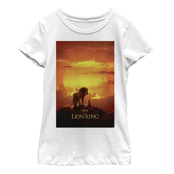 Girl's Lion King Pride Rock Movie Poster  Graphic Tee White Medium