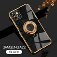 thumbnail image 1 of Electroplated Case for Samsung Galaxy A22 5G, Slim Thin Light Plating Frame Rotatable Metal Ring Holder Bracket Cover with Magnetic Car Mount Rugged Shockproof Anti-Scratches Case,Black, 1 of 9