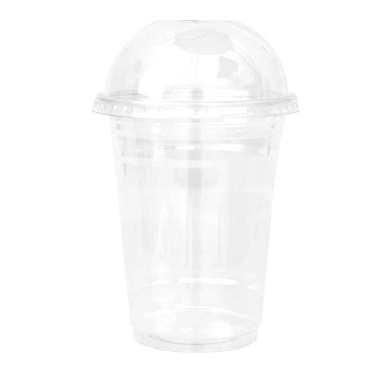 100 pcs Disposable Transparent Plastic Cup Juice Cups Cold Drinks Takeaway  Packaging (with Dome Lid) bubble tea coffee cup PVC