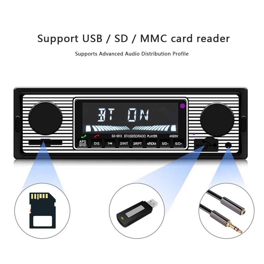 Car Radio Player Bluetooth Classic Retro Autoradio MP3/USB/MP3/FM/SD LCD Display 