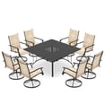 thumbnail image 2 of BUPPLEE 9-Piece Outdoor Dining Set for 8 with Swivel Chairs, Square Metal Table with Umbrella Hole for Patio, Deck and Backyard, 2 of 7