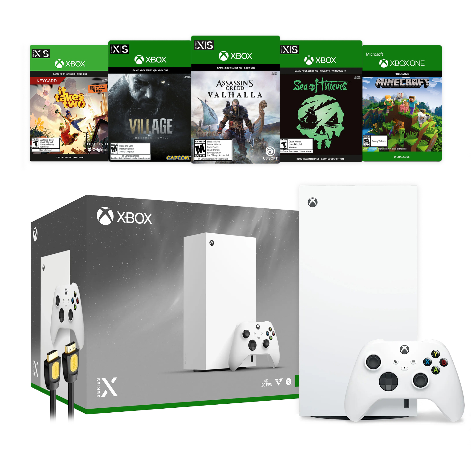 Microsoft Xbox Series X 1TB All-Digital Robot White Console Holiday Bundle - 5 Games Full Game (Digital) and Mytrix High Speed HDMI