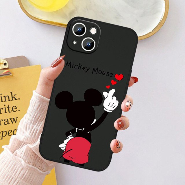 Funda de teléfono de Mickey y Minnie Mouse para Apple, carcasa suave de silicona negra para iPhone 14, 13, 12, 11 Pro Max, mini, XS, XR, X, 8, 7, 6S, 6 Plus Fivean unisex
