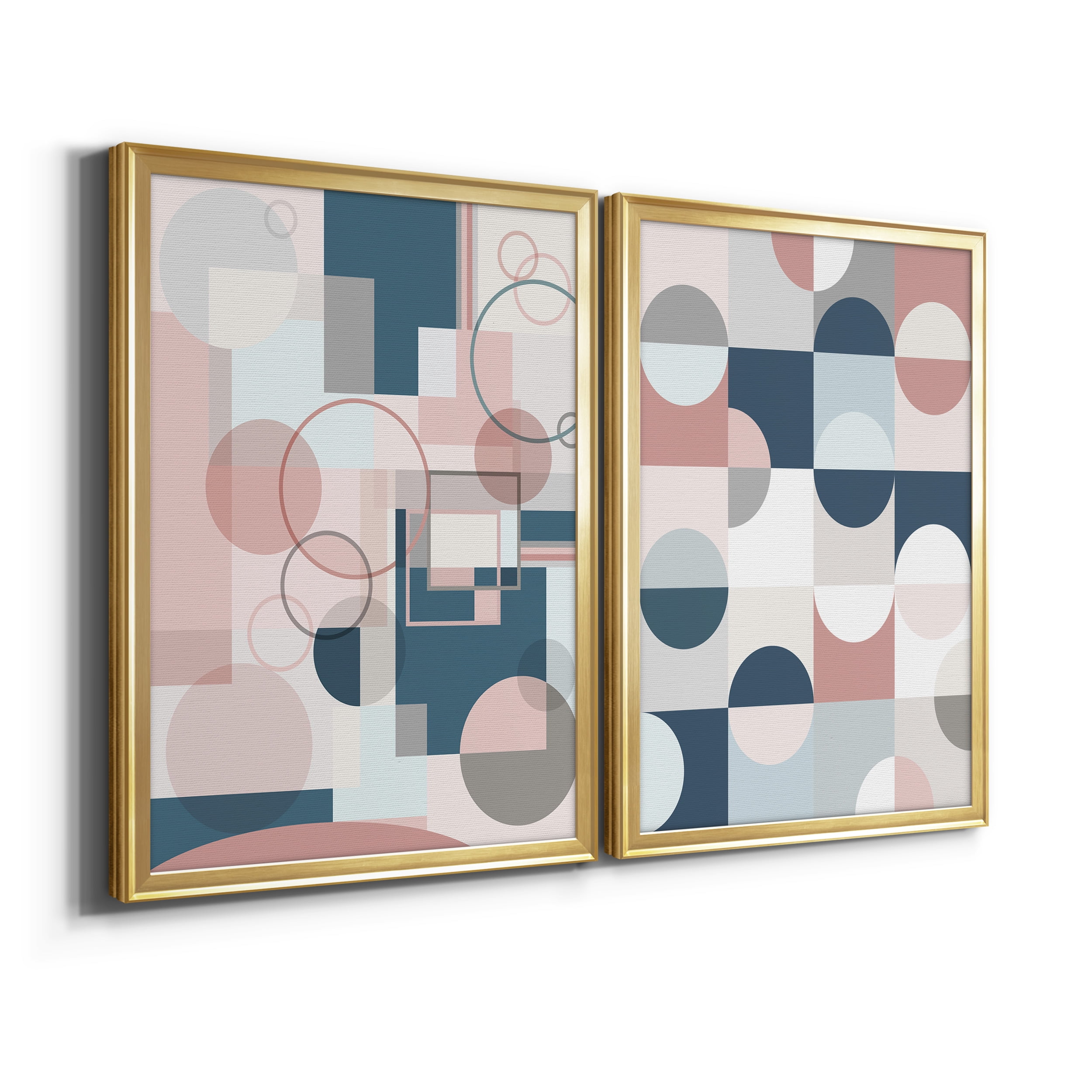 2 Piece Set Modern Geo Premium Framed Canvas - Ready to Hang - 26.5 x 36.5 Each - Gold Frame