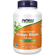 NOW Supplements, Ginkgo Biloba 120 mg, Double Strength, Non-GMO Project Verified, 200 Veg Capsules