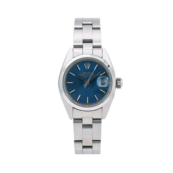 Pre-Owned Rolex Oyster Perpetual Date 6916 26MM Blue Dial With Stainless Steel Oyster Bracelet