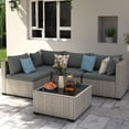 thumbnail image 2 of Amopatio 5 Pieces Patio Conversation Set, Outdoor Sectional PE Rattan Wicker Furniture Seat,GRAY, 2 of 7