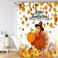 thumbnail image 2 of Fall Shower Curtain, Thanksgiving Shower Curtain, Fall Pumpkins Maple Shower Curtain Set, Autumn Sunflower and Turkey Shower Curtain for Bathroom, Holiday Bathtub Decorations with Hooks,70X70in, 2 of 3