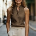 thumbnail image 4 of Admvng Women's Linen Tank Tops Summer Business Casual Blouses Sleeveless Work Shirts, 4 of 9