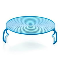 Double Layer Microwave Steaming Tray 23.5cm Diameter,8.3cm Height Stackable Rack for Simultaneous Food Heating & Refrigerator Organization Non Slip,Foldable with Cool Touch Handles