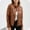 Brown, variant on BZGTZT Leather Jacket For Women Real Leather Jacket Soft Lambskin Button Collar Slim Fit Biker Outerwear Coat