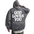 thumbnail image 2 of Jesus Hoodie for Men Loose Fit Zip Up Letter Print Long Sleeve Hoodies Casual Fall Winter Streetwear Graphic Hoodies for Men, 2 of 6
