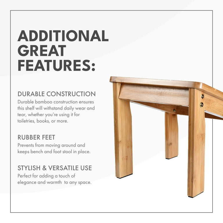 Toilettree products deluxe wooden bamboo shower seat bench with underneath storage shelf sale