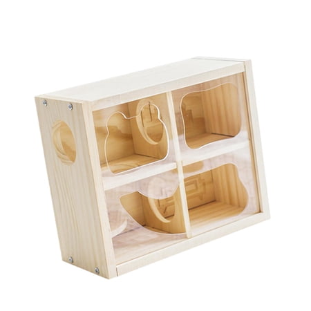 Serenable Hamster House Double Decker Wooden Hideout Habitat Decor Ventilated Hut Tunnel Structure Small Animal Activity Toy Supplies Suitable for Dwarf Hamster Gerbils Lemmings Wood and Acrylic