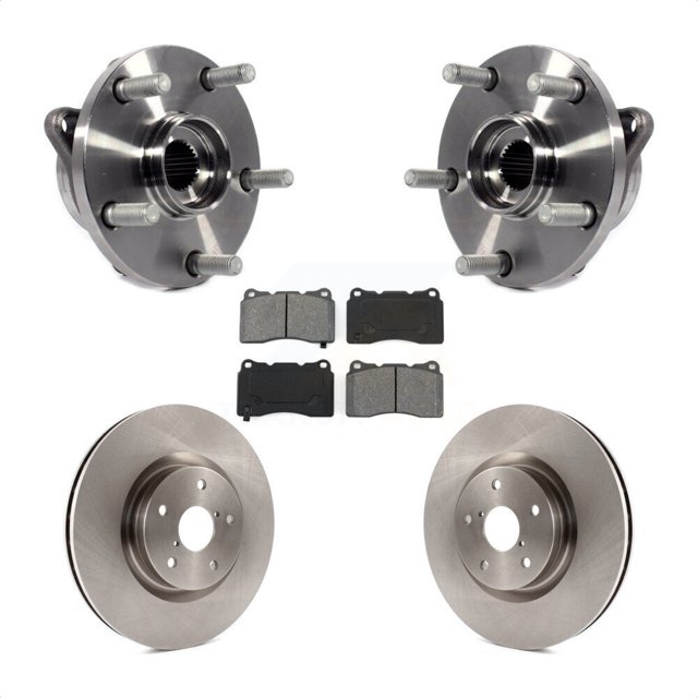 Transit Auto Front Hub Bearing Assembly Disc Brake Rotors and Semi-Metallic Pads Kit for Car Subaru Impreza WRX STI KBB-105766