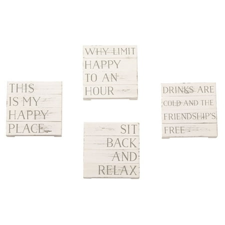 Mud Pie Dessert - Mud Pie 4 1/4 Inches Square Happy Place Planked Coaster Kitchenware