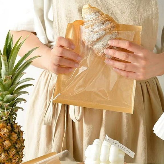 NIYANGLE 100Pcs Grease Resistant Brown Paper Sandwich Bags for Home Bakers