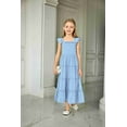 thumbnail image 5 of Arshiner Girls Maxi Summer Short Flutter Sleeve Casual Dress with Pockets for 10-11 Years, 5 of 6