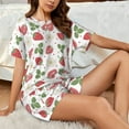 thumbnail image 4 of Fuzoiu Strawberry Print Women's Short-Sleeved Pajama Set,Lounge Sleepwear Set,Womens Pajama Sets 2 Piece,Button-Up Top and Shorts with Pockets-3X-Large, 4 of 7