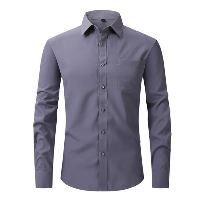 LOVZFMLL Men's Shirts, Solid Classic Button-Down Shirt, Casual Essential Everyday Versatile for Work Business, V-Neck Relaxed Fit Long Sleeve Fall Clothes