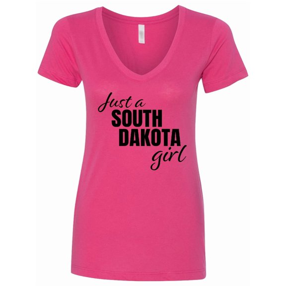 Inktastic Just a South Dakota Girl Born and Raised Women's V-Neck T-Shirt