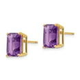 thumbnail image 2 of Real 14kt Yellow Gold 10x8mm Emerald Cut Amethyst Earrings; for Adults and Teens; for Women and Men, 2 of 3