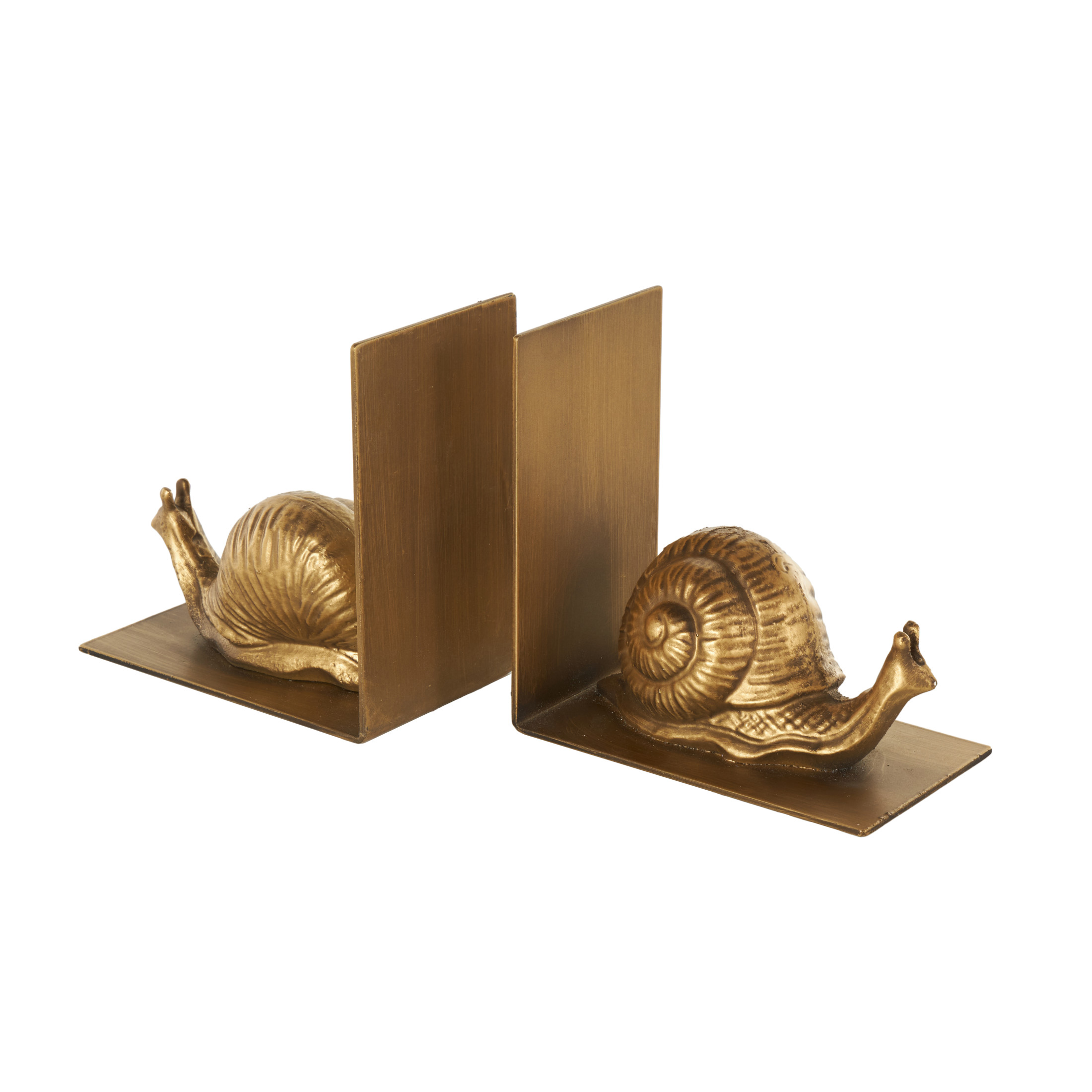 DecMode 6" Crawling Snail Metal Bookends (Set of 2)