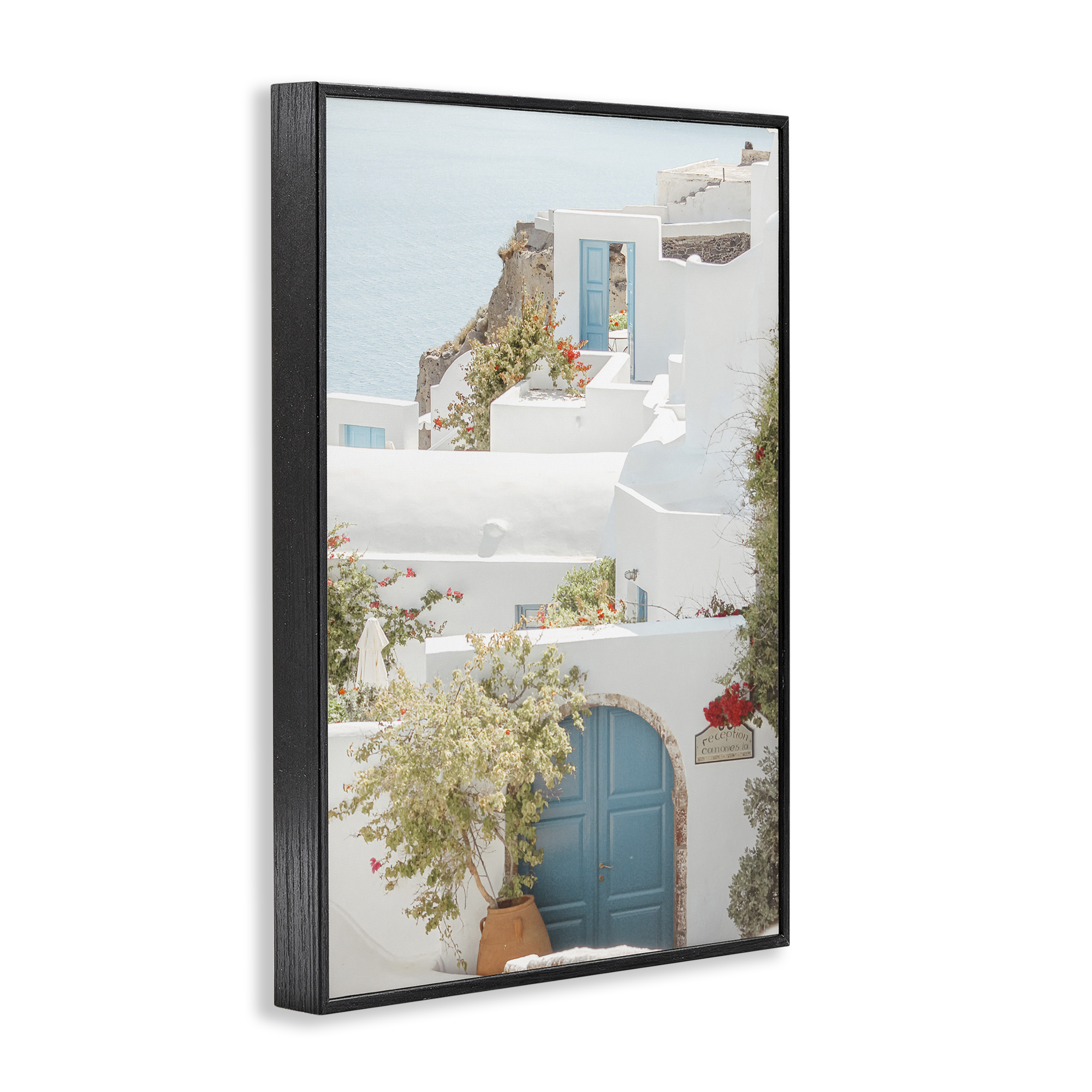 Stupell Industries Coastal Town Doorways Town & City Photography Black Framed Art Print Wall Art, 16 x 24