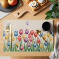 thumbnail image 2 of Watercolor Tulips Placemats Set of 6, Spring Flowers Butterflies Leaves Beige Placemats for Dining Table, Place Mats for Kitchen Tabletop, Waterproof Wipeable Dining Table Mats Set, 2 of 9