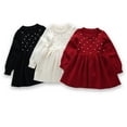 thumbnail image 6 of Esaierr Toddler Kids Baby Girls Knit Sweater Dress Solid Color Bottom Princess Dress Crewneck Fall Winter Casual Dress 2-8Y, 6 of 7