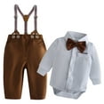 thumbnail image 3 of Zshosam Toddler Suit Set Baby Boy Clothes Outfit Suit Long Sleeve Gentleman Tuxedo Vest Wedding Birthday Party Suit Size 12 18 Months,(Brown 12-18 Months), 3 of 9