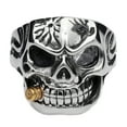 thumbnail image 1 of Men's Stainless Steel Skull Biker Ring Cubic Zirconia Stone & Bullet, 1 of 1