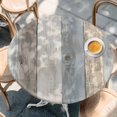thumbnail image 4 of Round Table Cover 45-54 Inch Farmhouse Wood Grain Waterproof Reusable Table Cloth Round Fitted Vinyl Tablecloth with Elastic Edged for Parties Outdoors, Vintage Shabby Country Blue Grey, 4 of 6