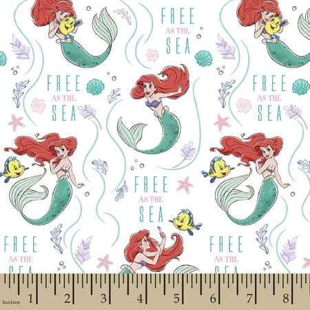 Disney Princess Ariel Free As The Sea Cotton Fabric By The Yard