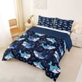 thumbnail image 2 of Erosebridal Cartoon Marine Shark Full Size Comforter Sets 3 Pieces For Kids Children,Kawaii Ocean Animal Bedding Sets For Boys Girls,Navy Blue Reversible, 2 of 6