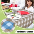thumbnail image 5 of Greenpod 6PCS Rectangle Table Cloth, Waterproof Vinyl Tablecloths , Wipeable Buffalo Plaid Table Cover for Dining, Indoor and Outdoor (Khaki & White, 54"x108"), 5 of 7