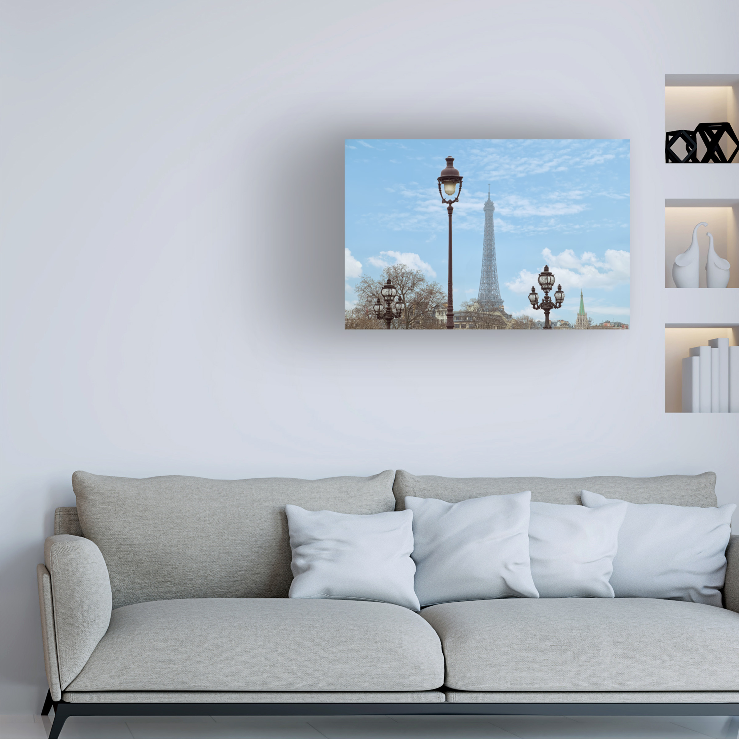 Trademark Fine Art 'Street Lamps And Eiffel Tower' Canvas Art by Cora Niele